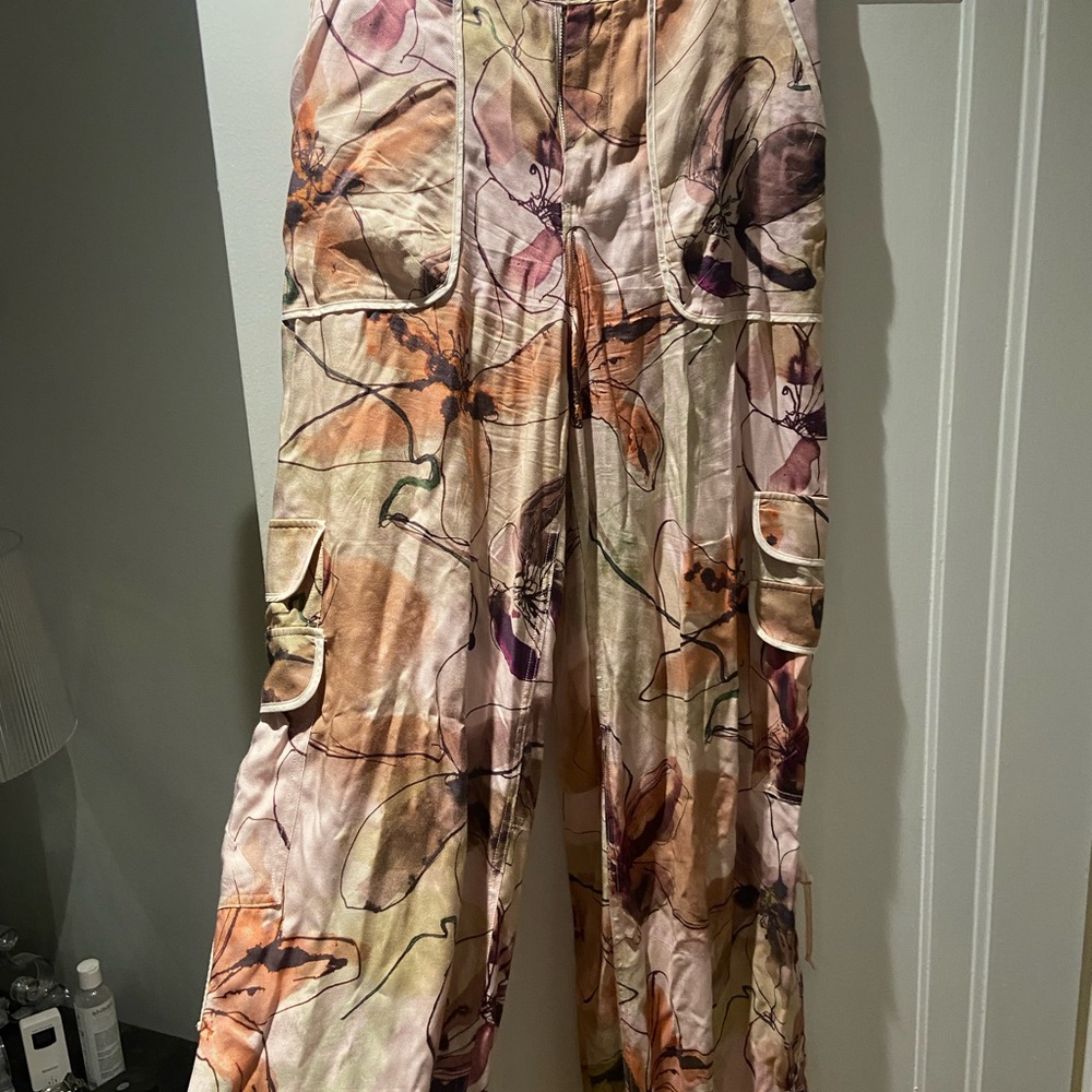 Anthropologie Pink and Cream Patterned Pants